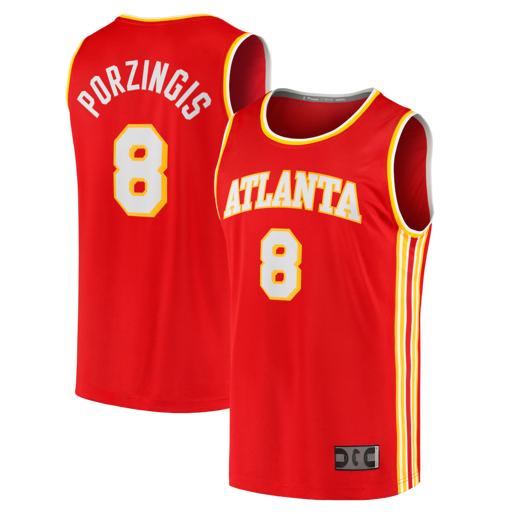 CAdoa A.Hawks #8 Kristaps Porzi??is Red Fast Break Replica Jerseys - Icon Edition