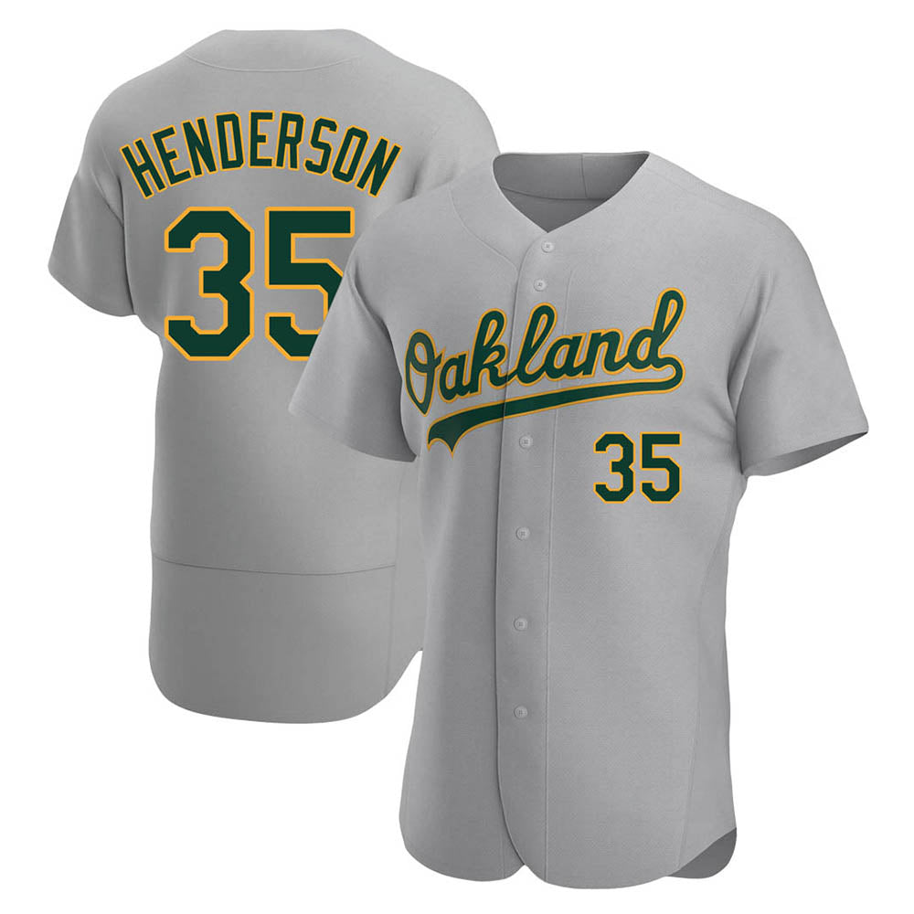 CAdoa Athletics #35 Rickey Henderson Player Gray Authentic Road Stitched Jersey