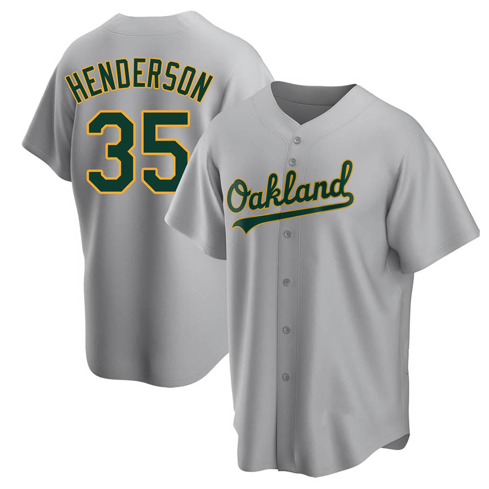 CAdoa Athletics #35 Rickey Henderson Player Gray Replica Road Stitched Jersey