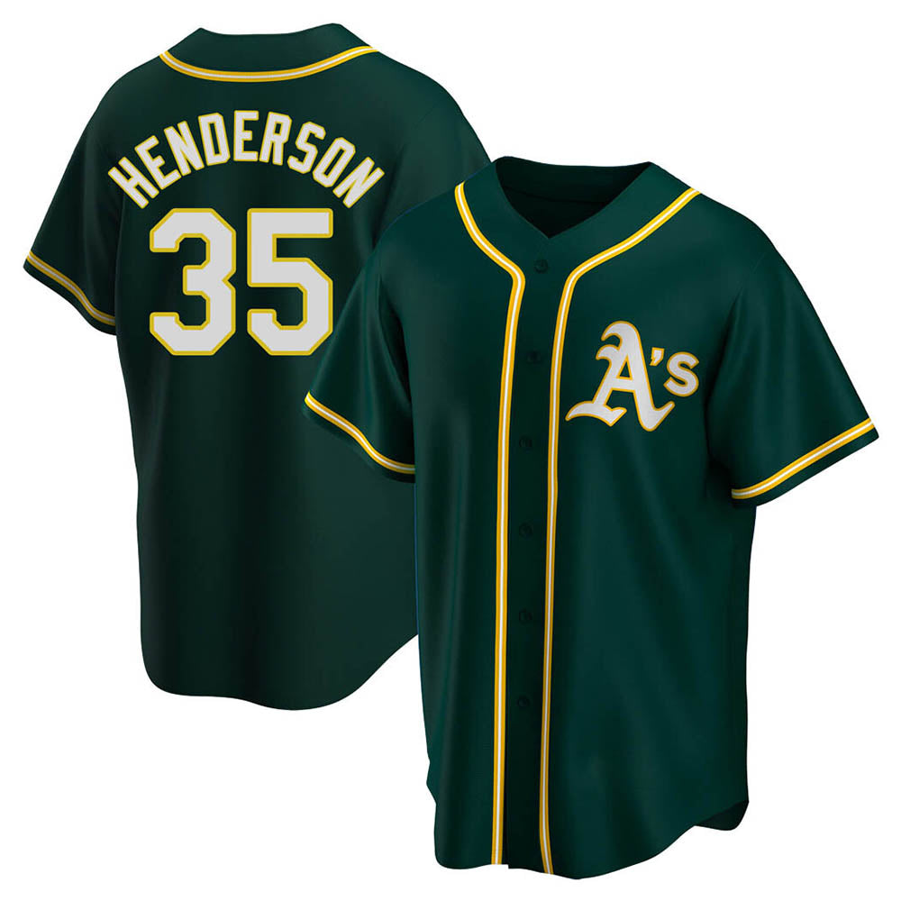 CAdoa Athletics #35 Rickey Henderson Player Green Replica Alternate Stitched Jersey