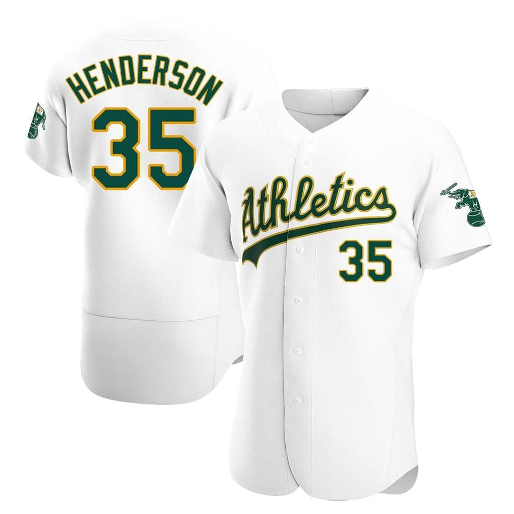 CAdoa Athletics #35 Rickey Henderson Player White Authentic Home Stitched Jersey
