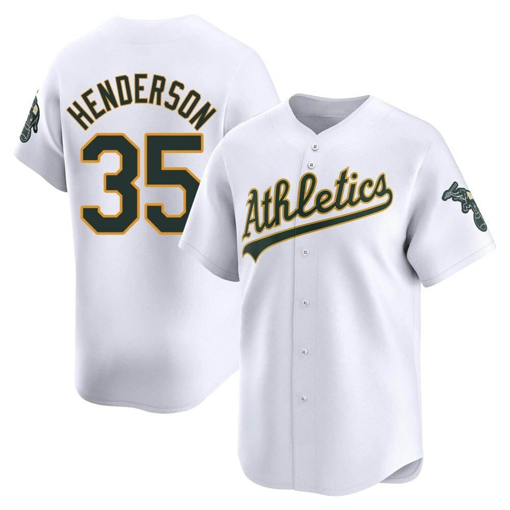 CAdoa Athletics #35 Rickey Henderson Player White Limited Home Stitched Jersey