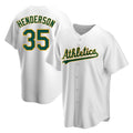 CAdoa Athletics #35 Rickey Henderson Player White Replica Home Stitched Jersey