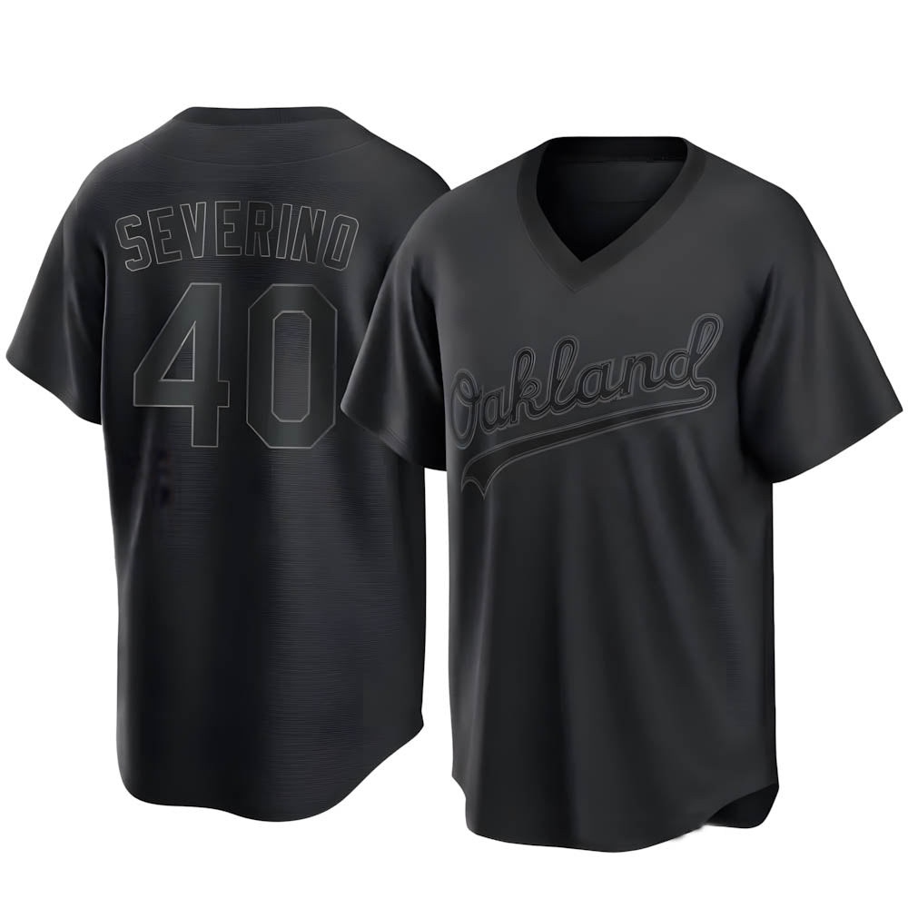 CAdoa Athletics #40 Luis Severino player Black Replica Pitch Fashion Stitched Jersey