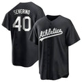 CAdoa Athletics #40 Luis Severino player Black&White Replica Stitched Jersey