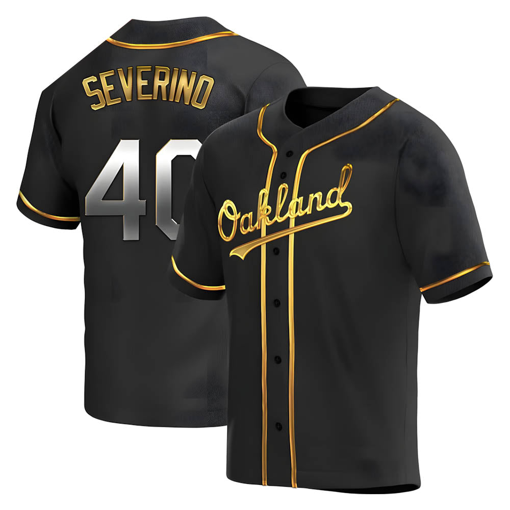 CAdoa Athletics #40 Luis Severino player Gold Replica Black en Alternate Stitched Jersey
