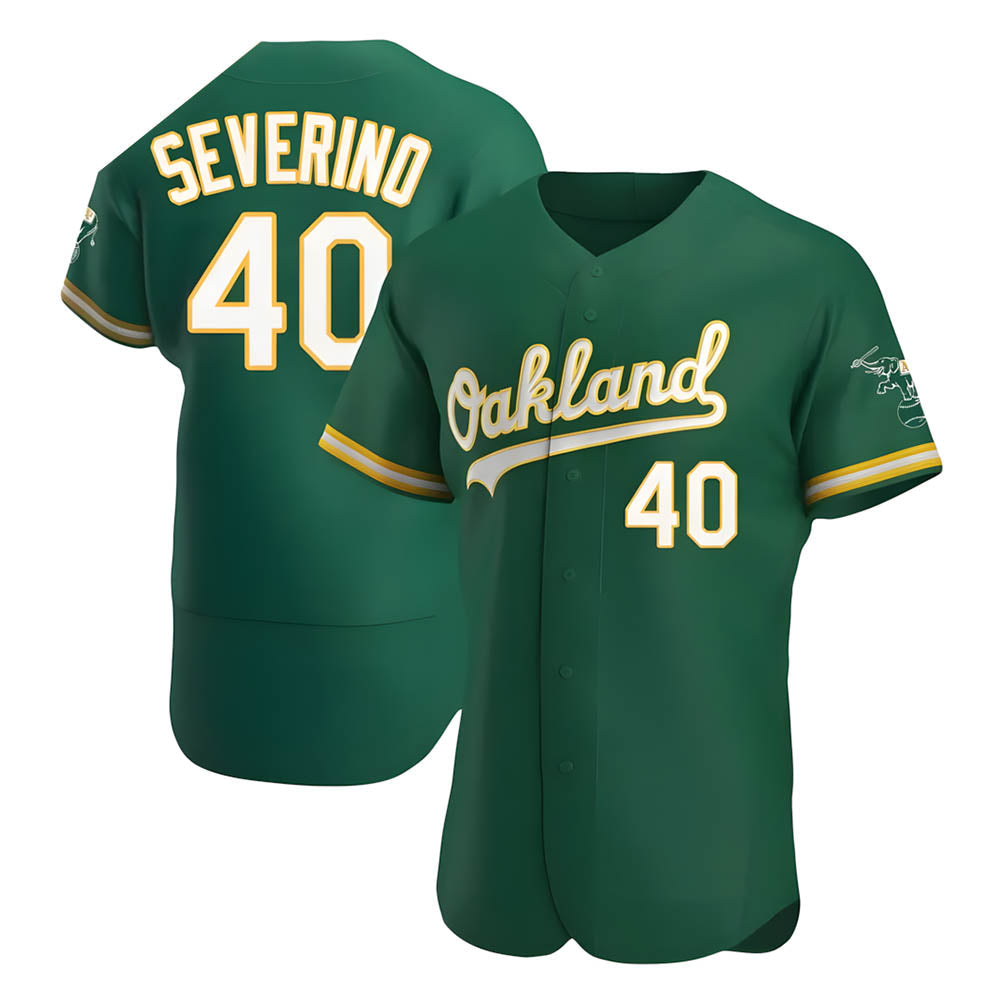CAdoa Athletics #40 Luis Severino player Green Authentic Kelly Alternate Stitched Jersey