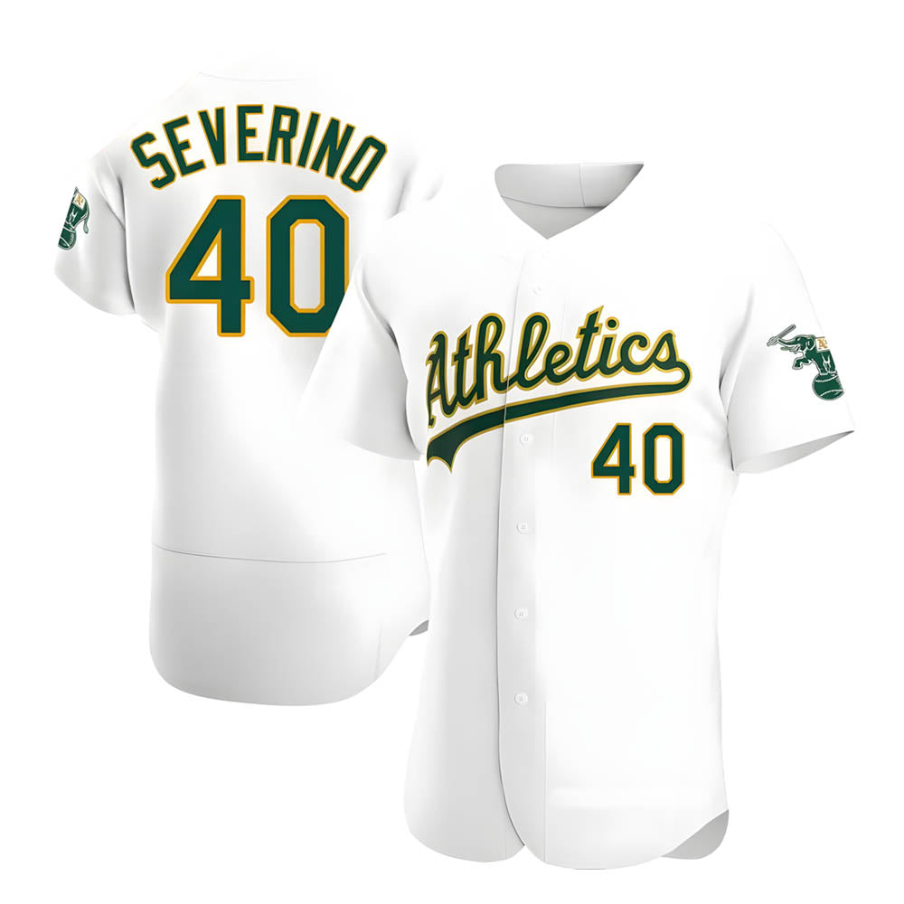 CAdoa Athletics #40 Luis Severino player White Authentic Home Stitched Jersey