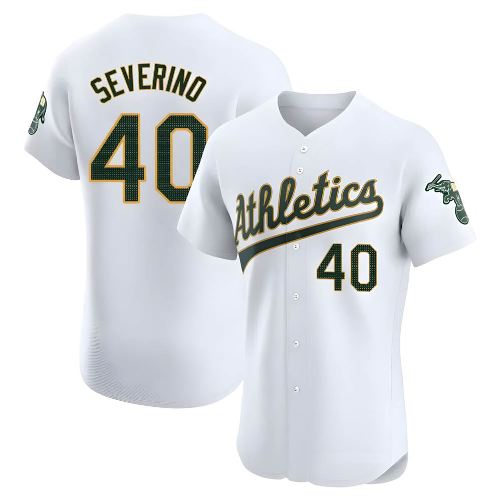 CAdoa Athletics #40 Luis Severino player White Elite Home Stitched Jersey