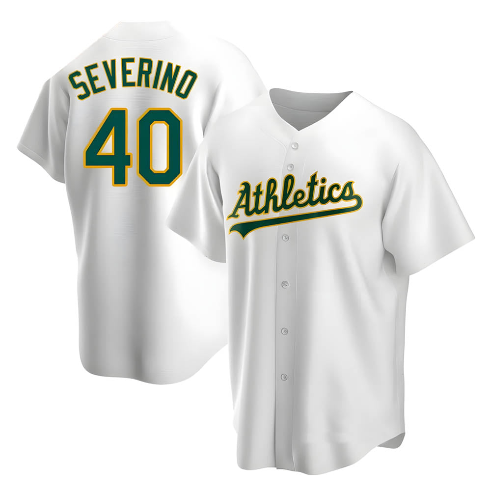 CAdoa Athletics #40 Luis Severino player White Replica Home Stitched Jersey