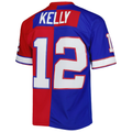 CAdoa B.Bills #12 Jim Kelly Mitchell & Ness RoyalRed 1990 Split Legacy Replica Jersey