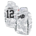 CAdoa B.Bills #12 Jim Kelly Player Arctic Camo Salute to Service Hoodies Limited Stitched Jerseys