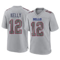 CAdoa B.Bills #12 Jim Kelly Player Gray Fashion Home Game Stitched Jerseys