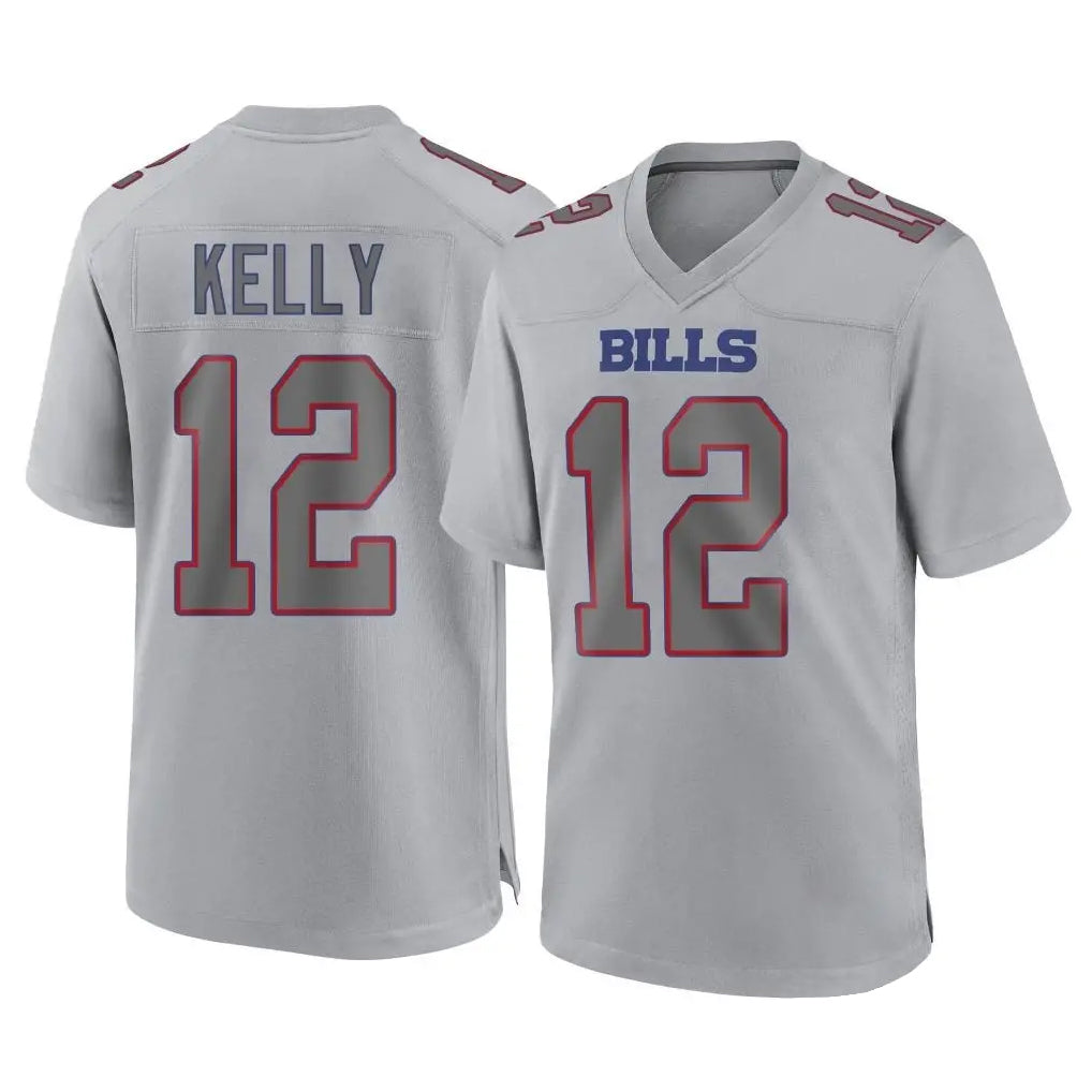 CAdoa B.Bills #12 Jim Kelly Player Gray Fashion Home Game Stitched Jerseys