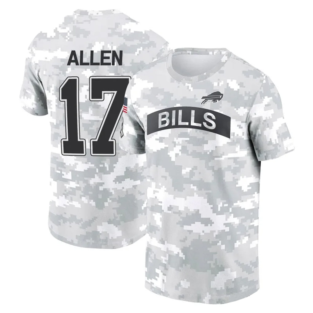 CAdoa B.Bills #17 Josh Allen Player Arctic Camo Salute to Service T-Shirt Hoodies Stitched Jerseys
