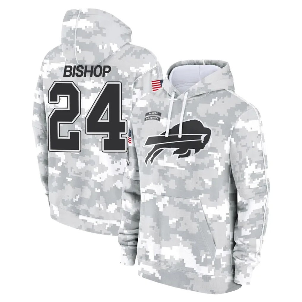 CAdoa B.Bills #24 Cole Bishop Player Arctic Camo Salute to Service Hoodies Limited Stitched Jerseys