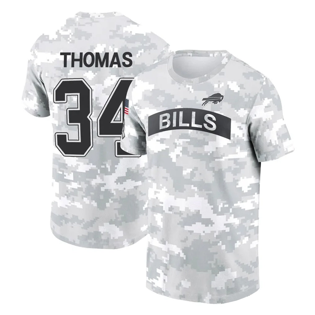 CAdoa B.Bills #34 Thurman Thomas Player Arctic Camo Salute to Service T-Shirt Hoodies Stitched Jerseys