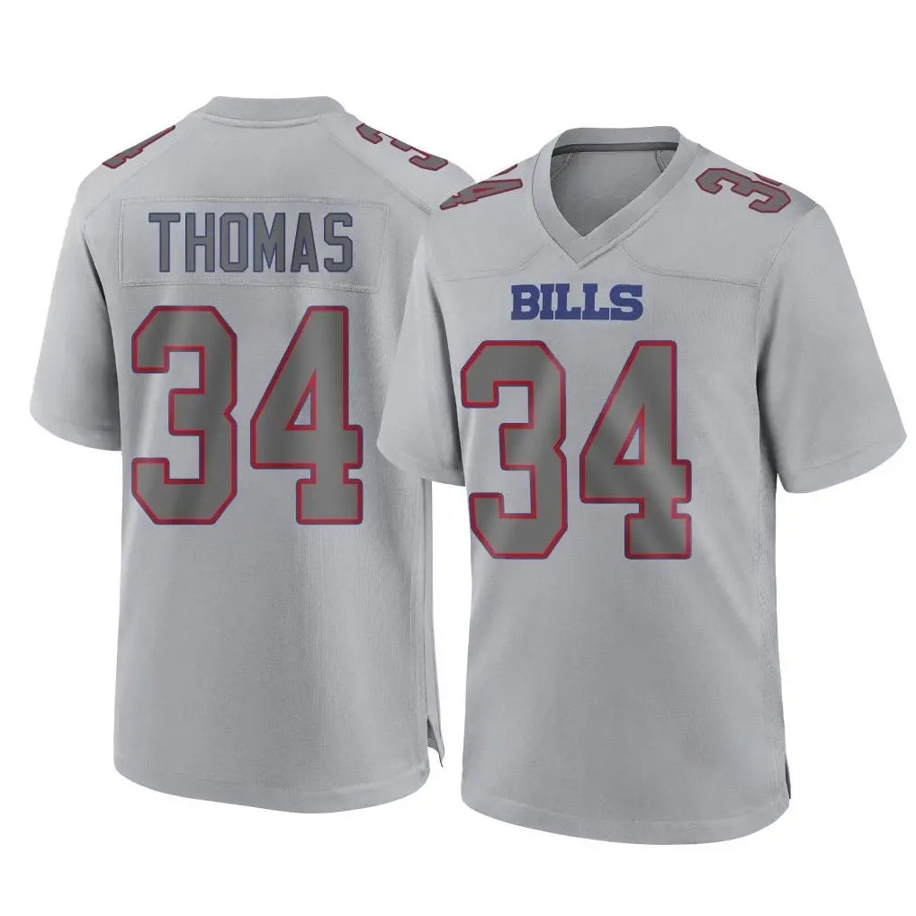 CAdoa B.Bills #34 Thurman Thomas Player Gray Fashion Home Game Stitched Jerseys