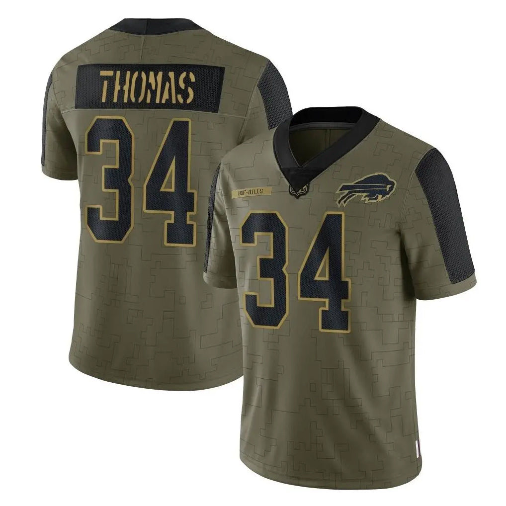 CAdoa B.Bills #34 Thurman Thomas Player Olive Salute To Service Limited Stitched Jerseys