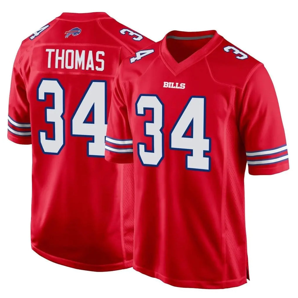 CAdoa B.Bills #34 Thurman Thomas Player Red Home Game Stitched Jerseys