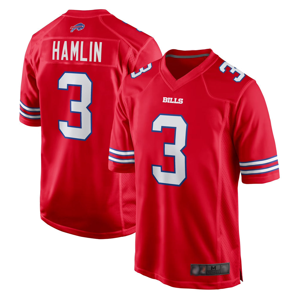 CAdoa B.Bills #3 Damar Hamlin Player Red Home Game Stitched Jerseys
