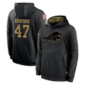 CAdoa B.Bills #47 Christian Benford Player Black Salute to Service Hoodies Hame Stitched Jerseys
