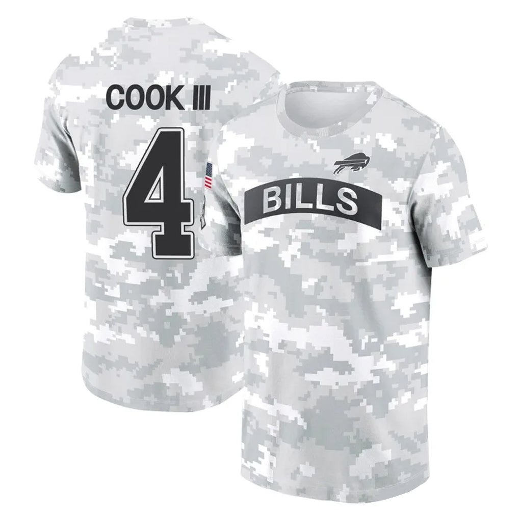 CAdoa B.Bills #4 James Cook III Player Arctic Camo Salute to Service T-Shirt Hoodies Stitched Jerseys