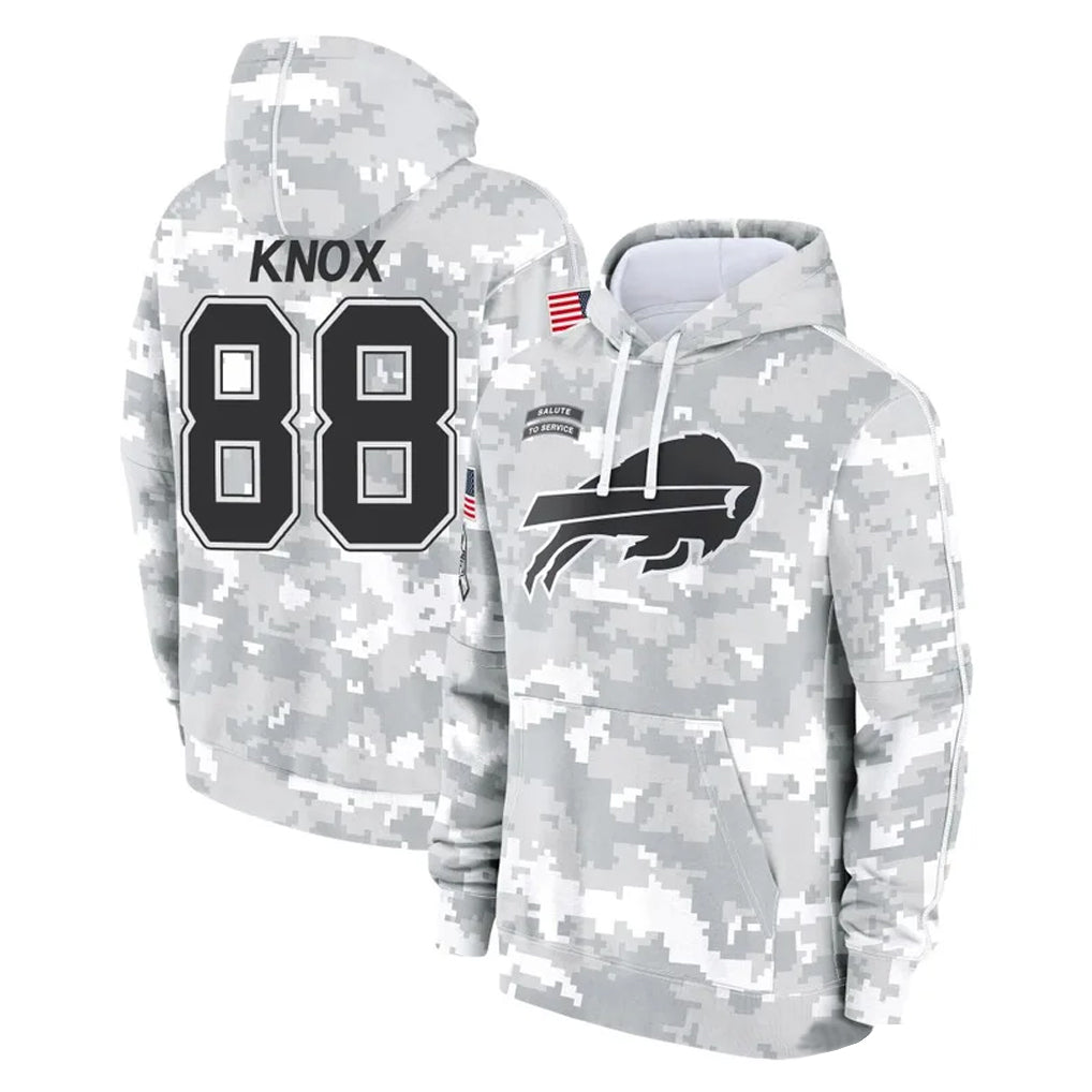 CAdoa B.Bills #88 Dawson Knox Player Arctic Camo Salute to Service Hoodies Stitched Jerseys