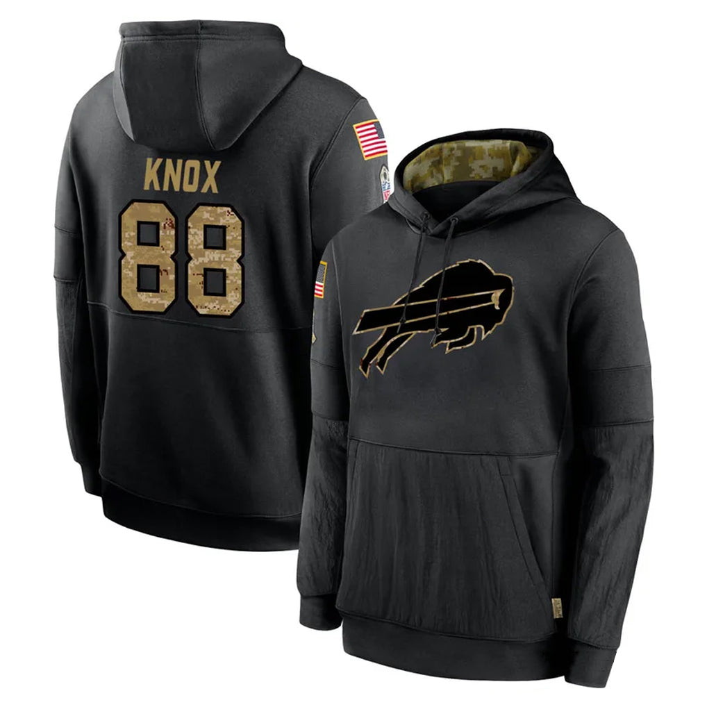 CAdoa B.Bills #88 Dawson Knox Player Black Salute to Service Hoodies Hame Stitched Jerseys