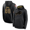 CAdoa B.Bills #88 Dawson Knox Player Black Salute to Service Hoodies Hame Stitched Jerseys