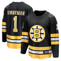 CAdoa B.Bruins #1 Jeremy Swayman Black Home Breakaway Player Stitched Jerseys
