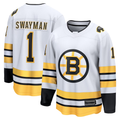 CAdoa B.Bruins #1 Jeremy Swayman White Away Breakaway Player Stitched Jerseys
