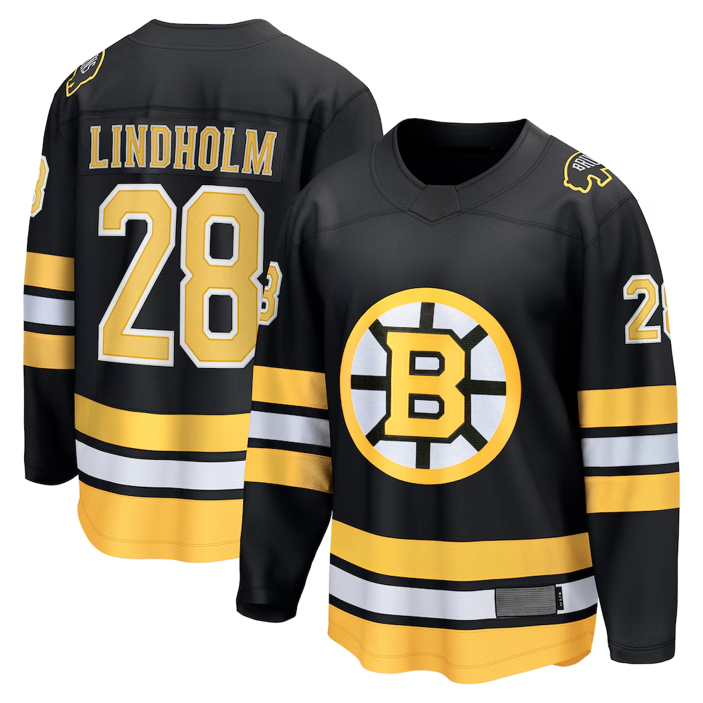 CAdoa B.Bruins #28 Elias Lindholm Black Home Breakaway Player Stitched Jerseys