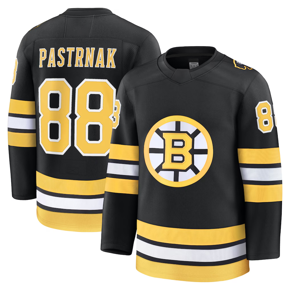 CAdoa B.Bruins #88 David Pastrnak Black Home Premium Player Stitched Jerseys