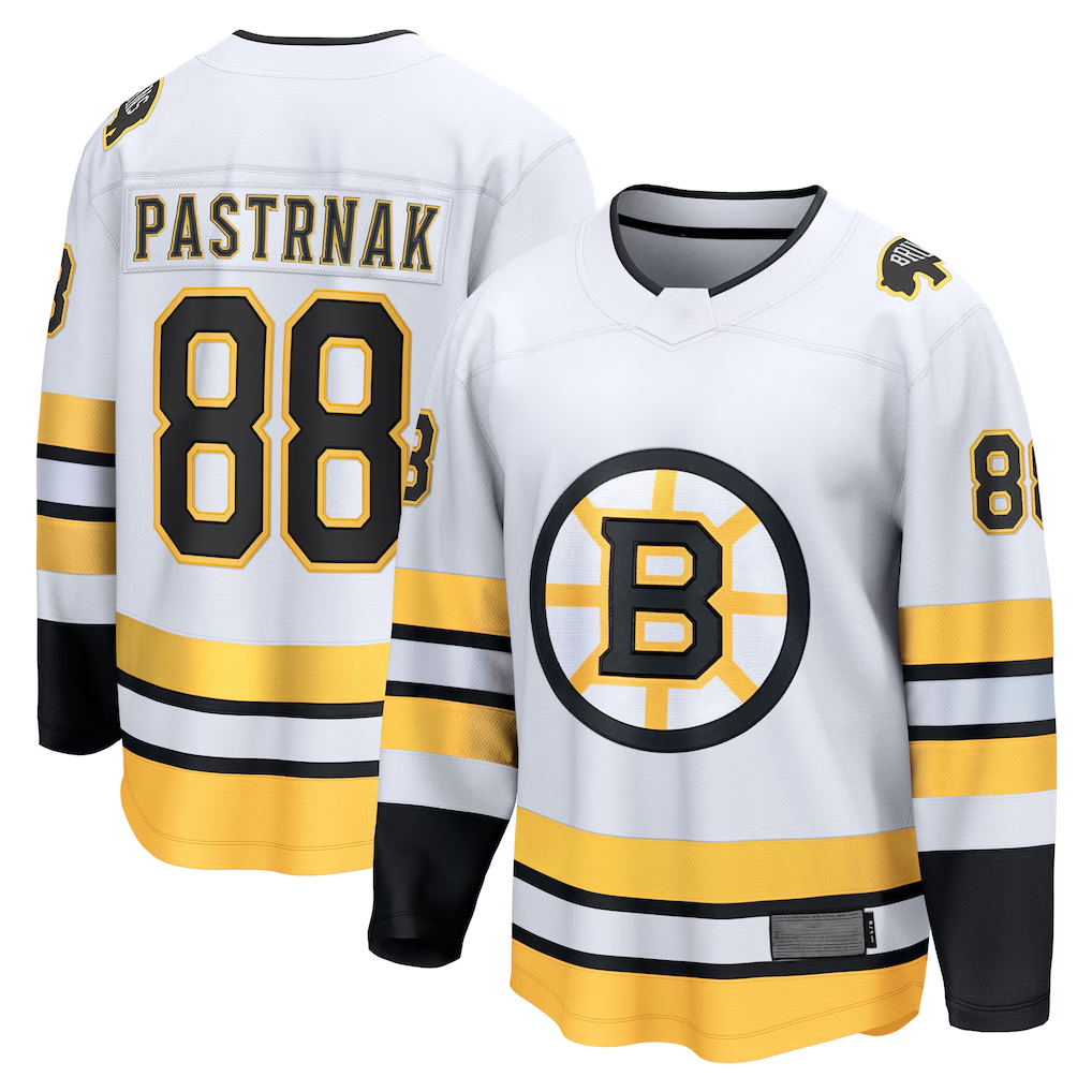 CAdoa B.Bruins #88 David Pastrnak White Away Breakaway Player Stitched Jerseys