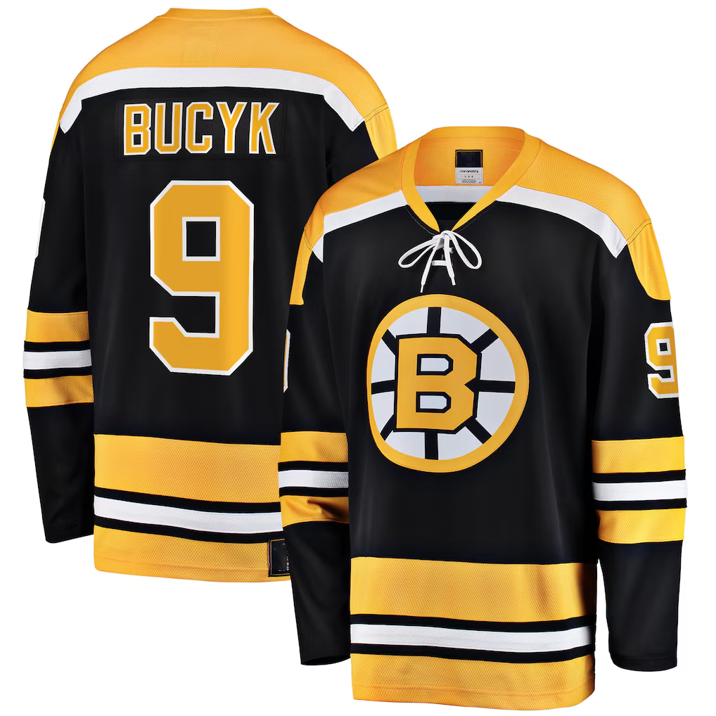 CAdoa B.Bruins #9 John Bucyk Black Premier Breakaway Retired Player Stitched Jerseys