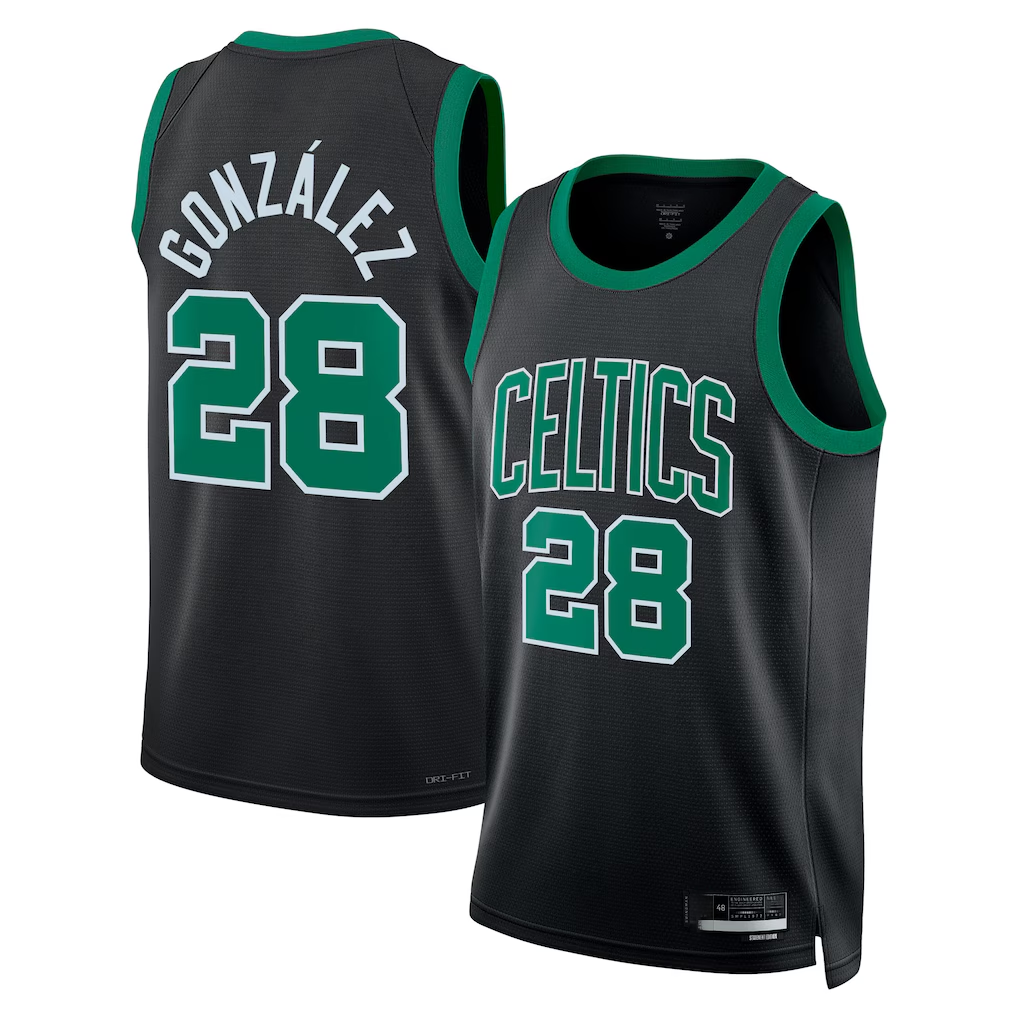 CAdoa B.Celtics #28 Hugo Gonz¨¢lez Black Swingman Jerseys - Statement Edition