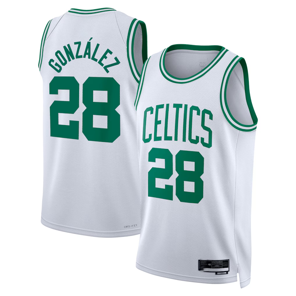 CAdoa B.Celtics #28 Hugo Gonz¨¢lez White Swingman Jerseys - Association Edition