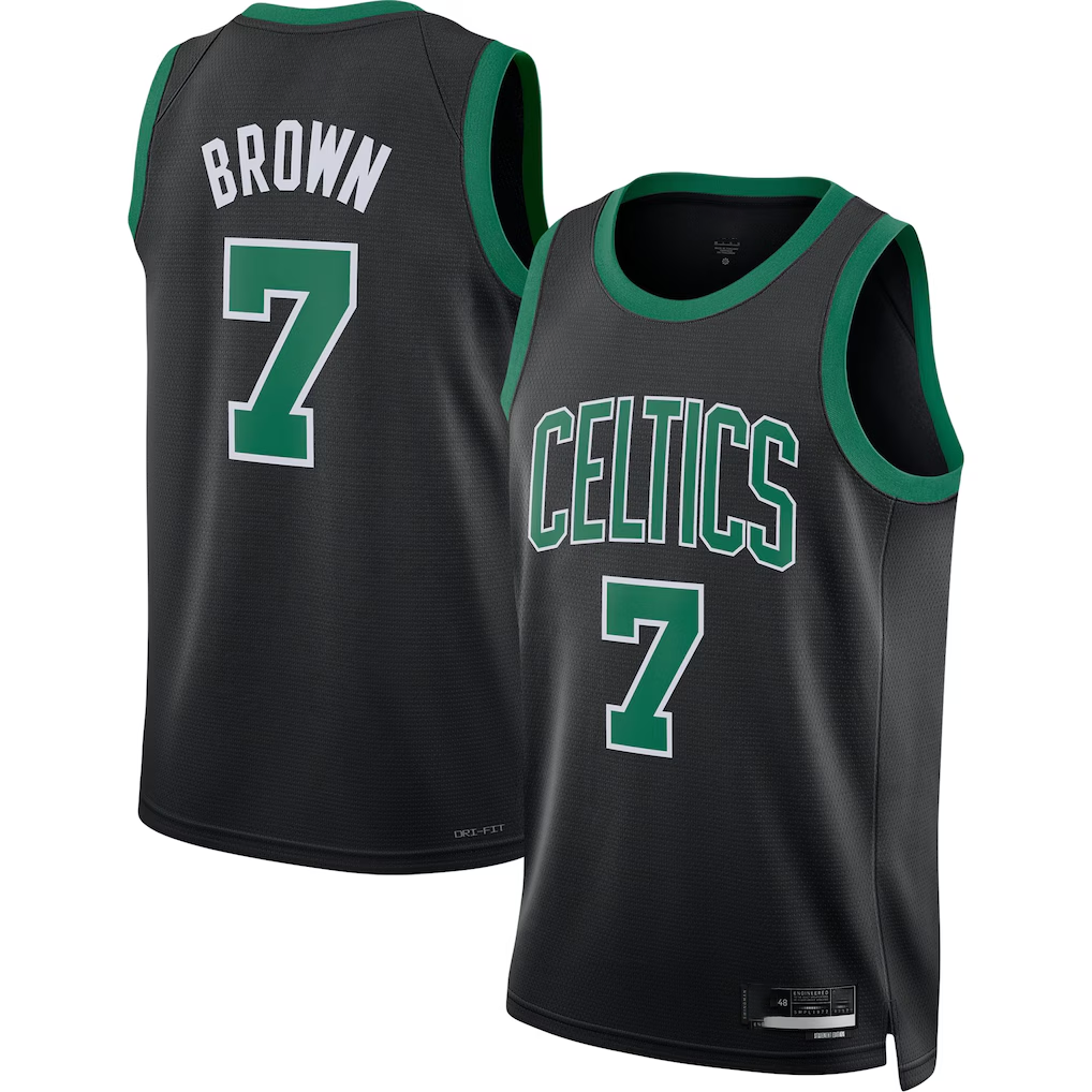 CAdoa B.Celtics #7 Jaylen Brown Black Swingman Jerseys - Statement Edition