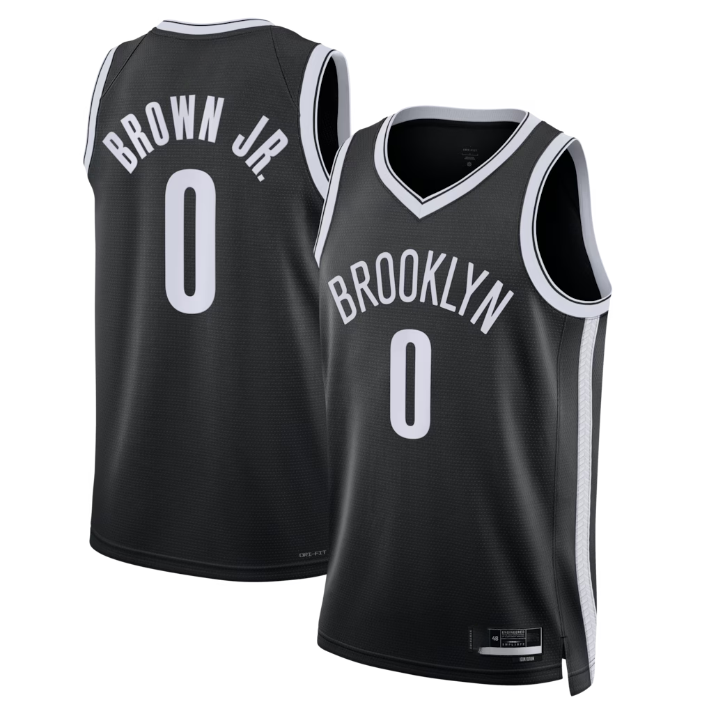 CAdoa B.Nets #0 Mikel Brown Jr. Black Swingman Jerseys - Icon Edition