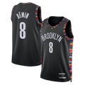 CAdoa B.Nets #8 Egor D?min Black 202526 Swingman Jerseys - City Edition