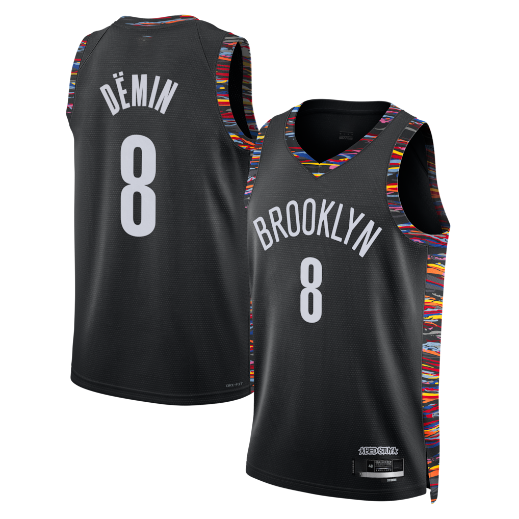 CAdoa B.Nets #8 Egor D?min Black 202526 Swingman Jerseys - City Edition