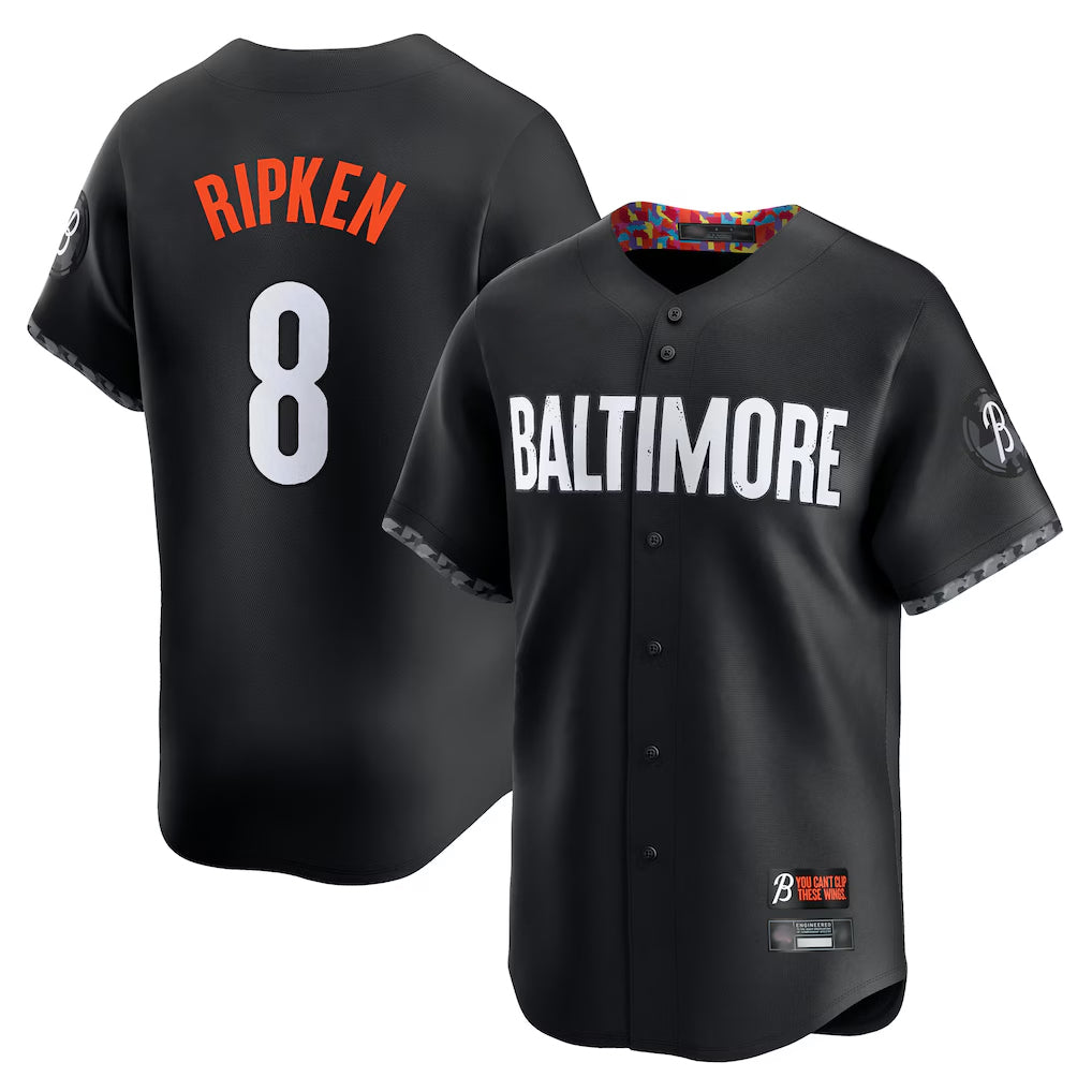 CAdoa B.Orioles #8 Cal Ripken Player Black City Connect Limited Home Game Stitched Jerseys