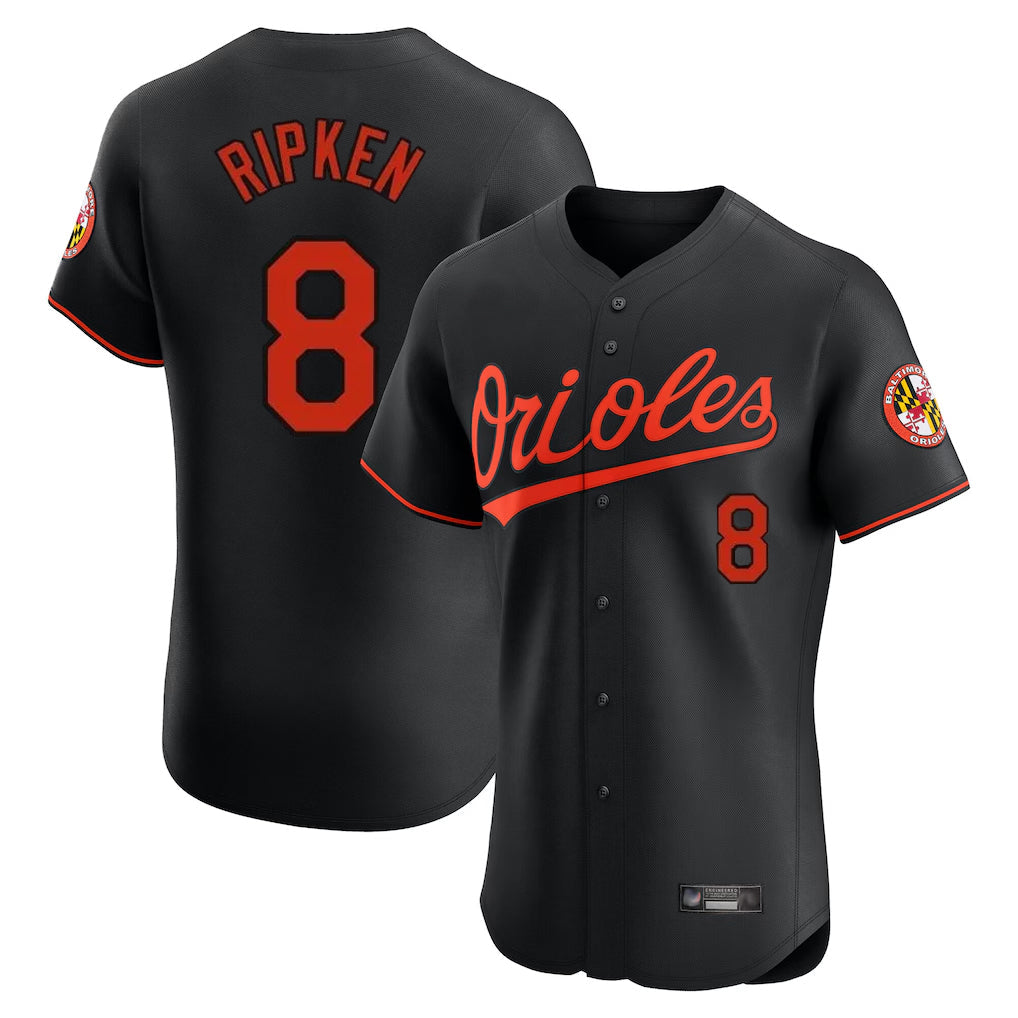 CAdoa B.Orioles #8 Cal Ripken Player Black Limited Elite Home Game Stitched Jerseys