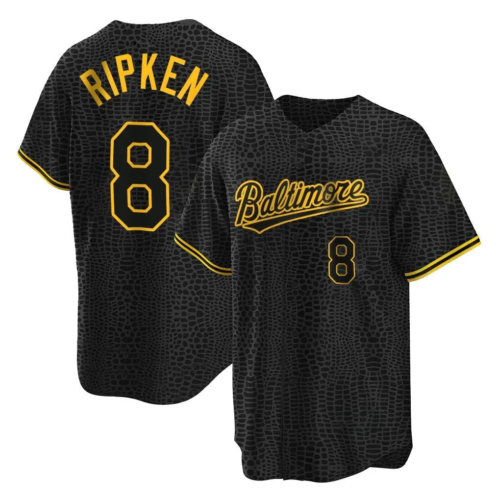 CAdoa B.Orioles #8 Cal Ripken Player Black Snake Skin City Home Game Stitched Jerseys