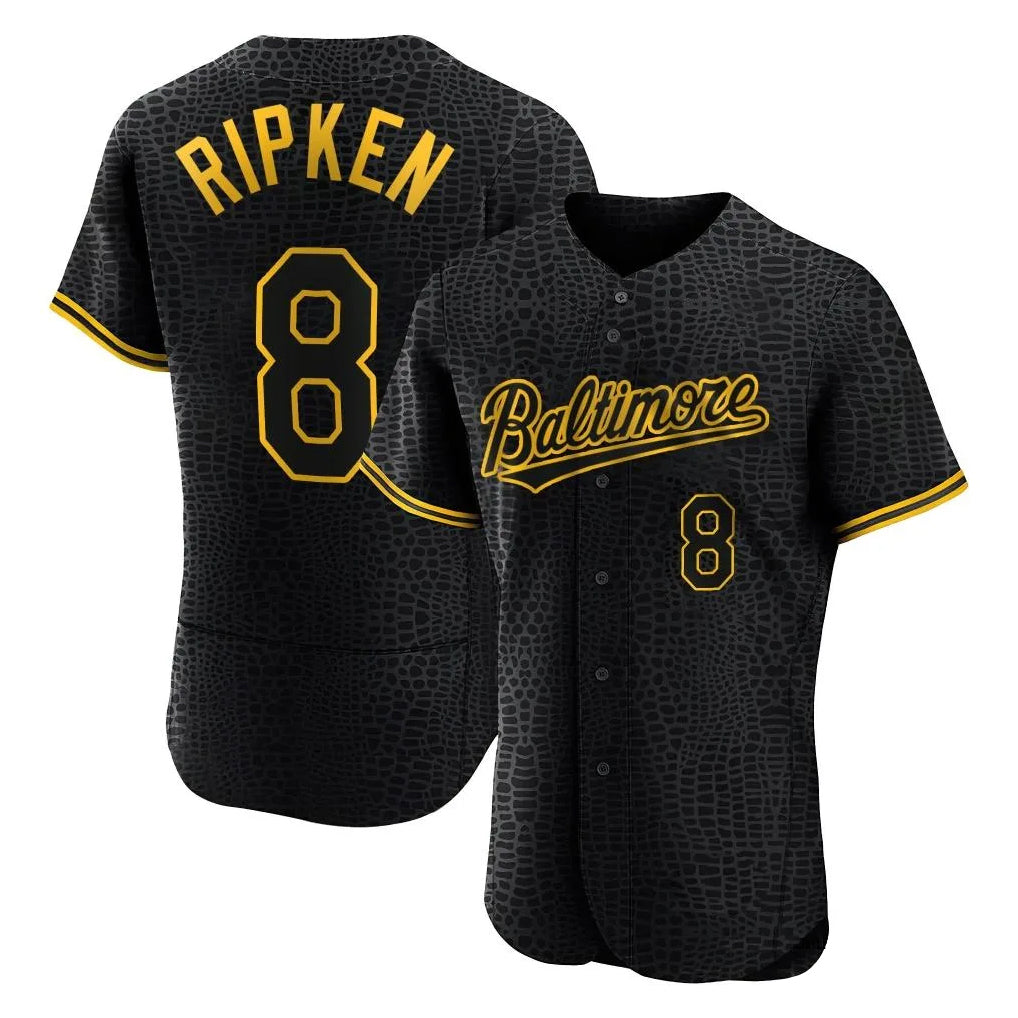 CAdoa B.Orioles #8 Cal Ripken Player Black Snake Skin City Limited Elite Home Stitched Jerseys