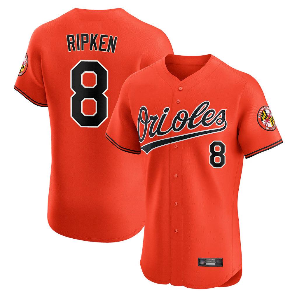 CAdoa B.Orioles #8 Cal Ripken Player Orange Limited Elite Home Game Stitched Jerseys