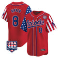 CAdoa B.Orioles #8 Cal Ripken Player Red USA 250 Independence Day Vapor Premier Limited Home Game Stitched Jerseys