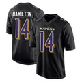 CAdoa B.Ravens #14 Kyle Hamilton Player Black Carbon Fashion Game Home Stitched Jerseys