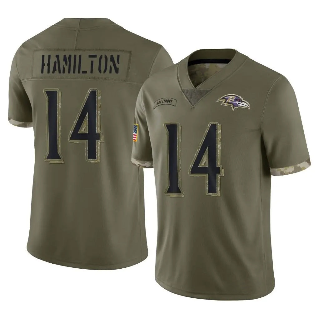 CAdoa B.Ravens #14 Kyle Hamilton Player Olive Salute To Service Game Stitched Jerseys